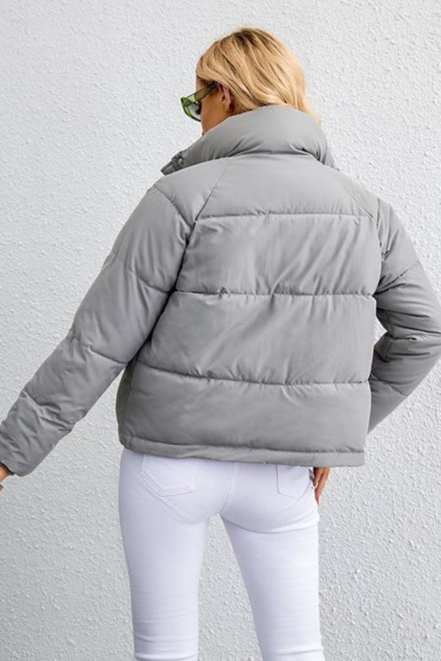 Short Stand Collar Puffer Coat - Image 14