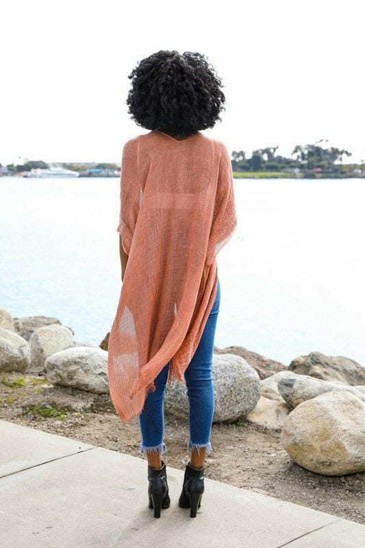 Sequin Border Frayed Trim Kimono - Image 16