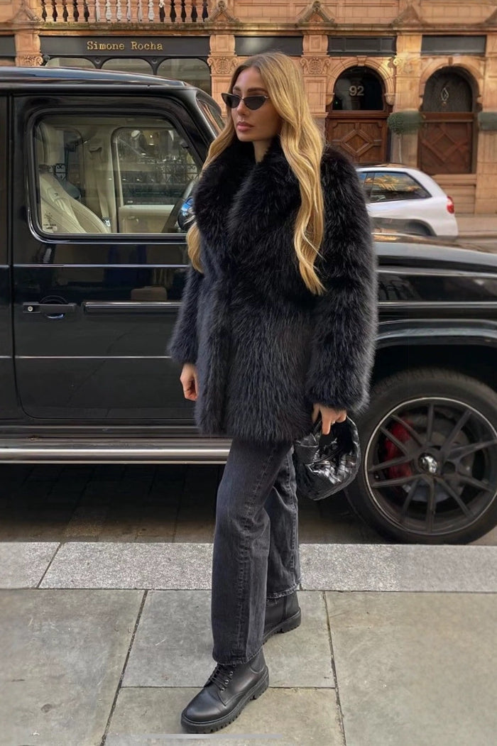 Solid Eco Faux Fur Coat - Image 5