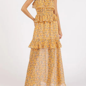 Smocked Floral Halter Neck Maxi Dress