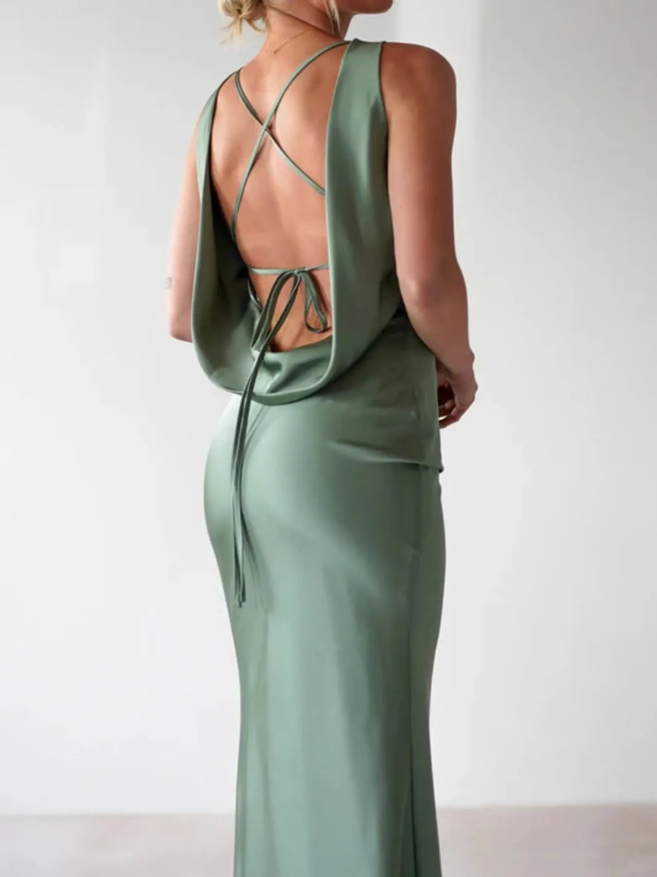 Satin Sleeveless Maxi Dress - Image 11