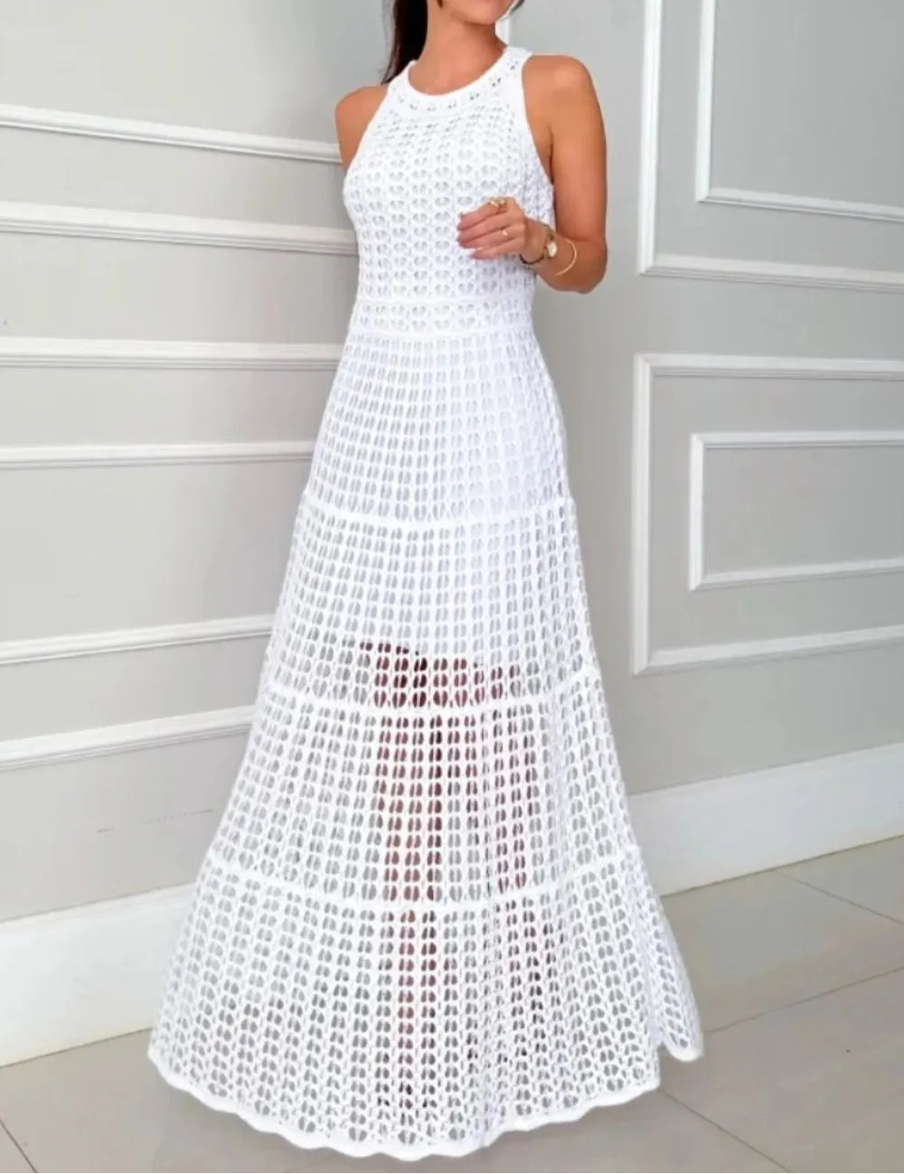 Hollow-Out Sleeveless Maxi Dress - Image 7
