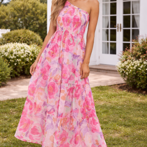 One-Shoulder Floral Maxi Dress