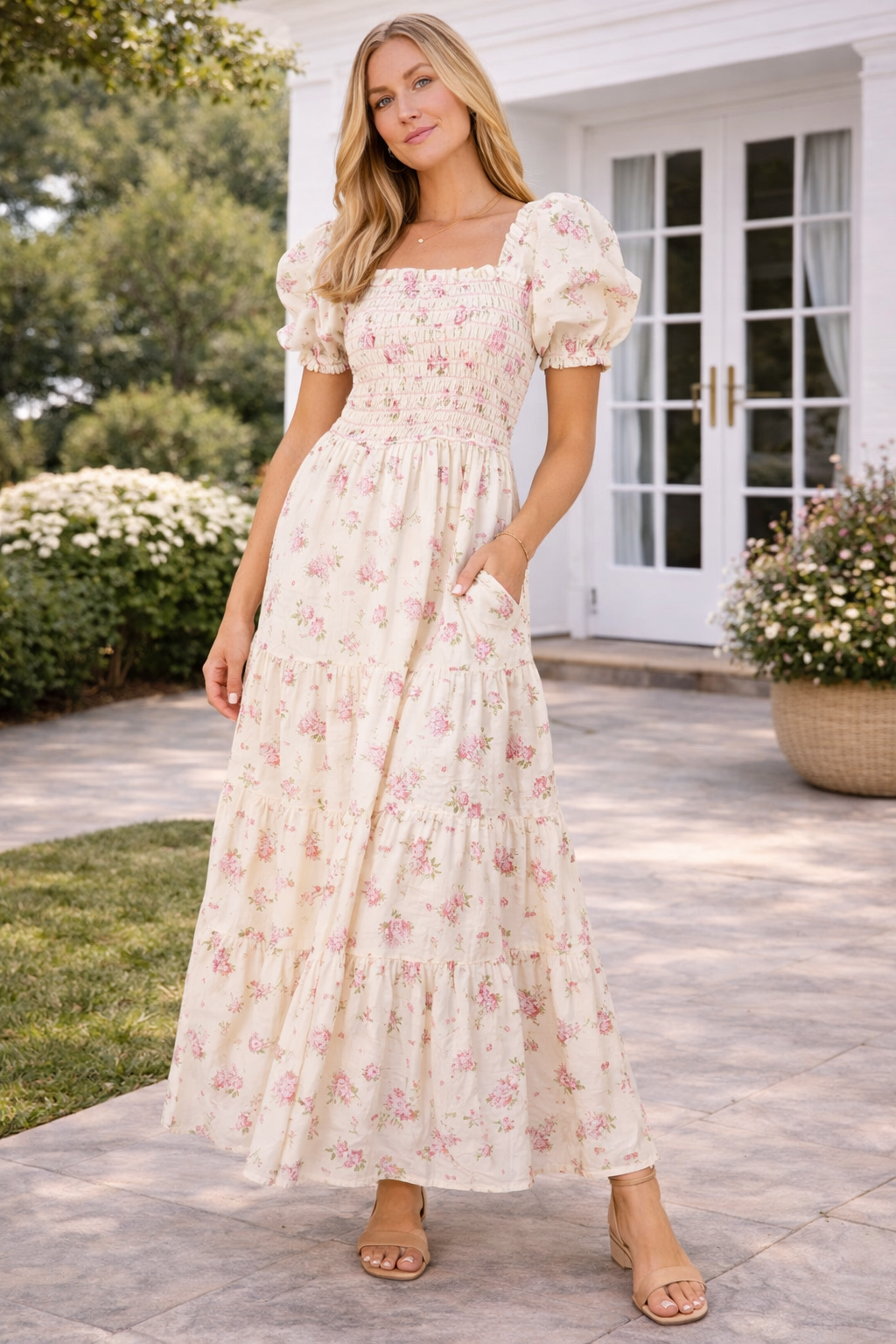 Smocked Floral Maxi Dress