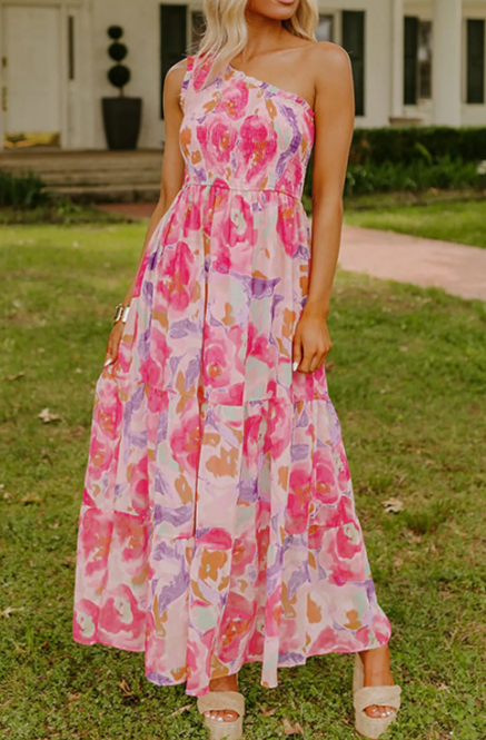 One-Shoulder Floral Maxi Dress - Image 2