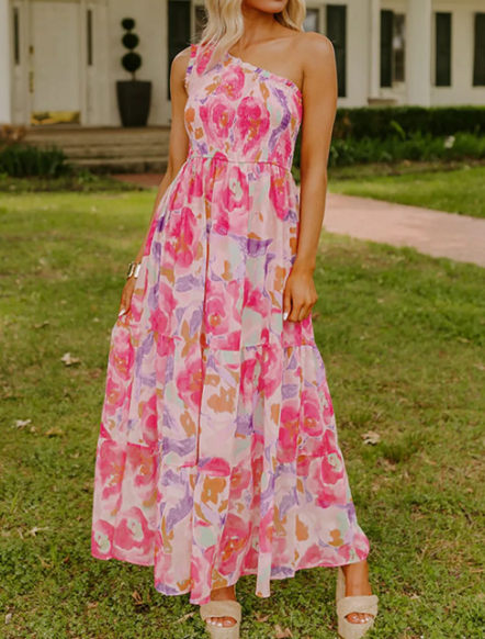 One-Shoulder Floral Maxi Dress - Image 4