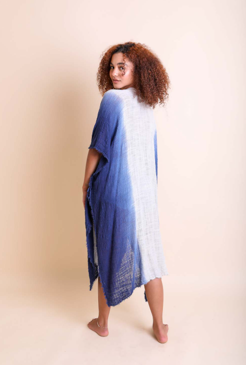 Frayed Cotton Bohemian Ombre Kimono - Image 7