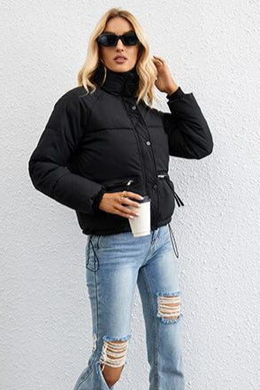 Short Stand Collar Puffer Coat - Image 19