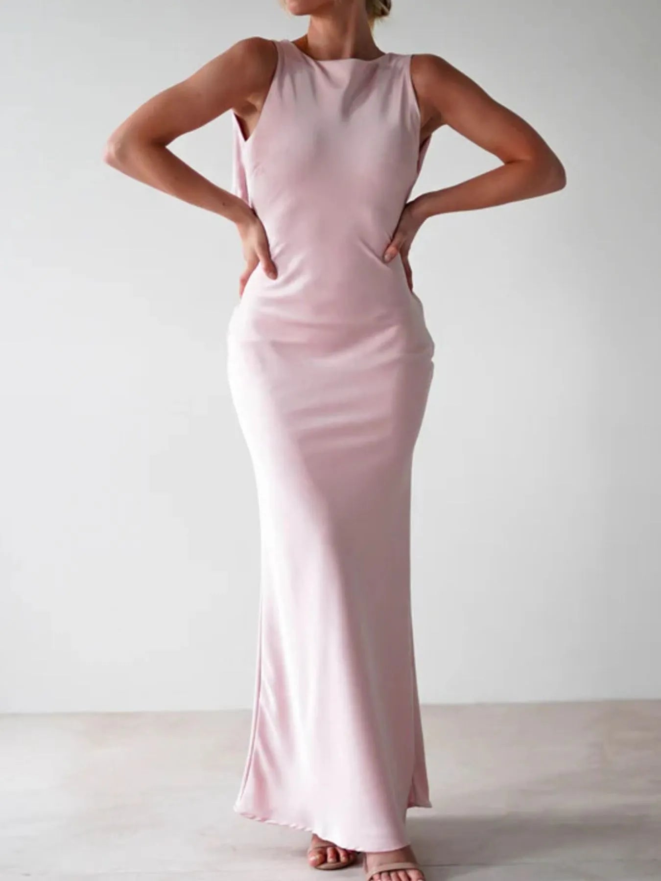 Satin Sleeveless Maxi Dress - Image 15