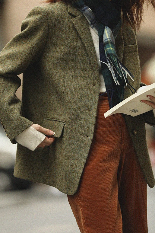Wool Blend Single Breasted Blazer - Image 3