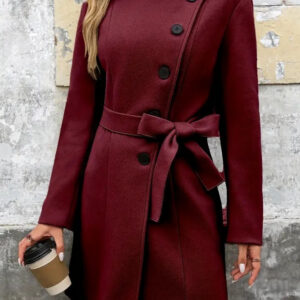Wool Blend Mid-Length Single Breasted Coat
