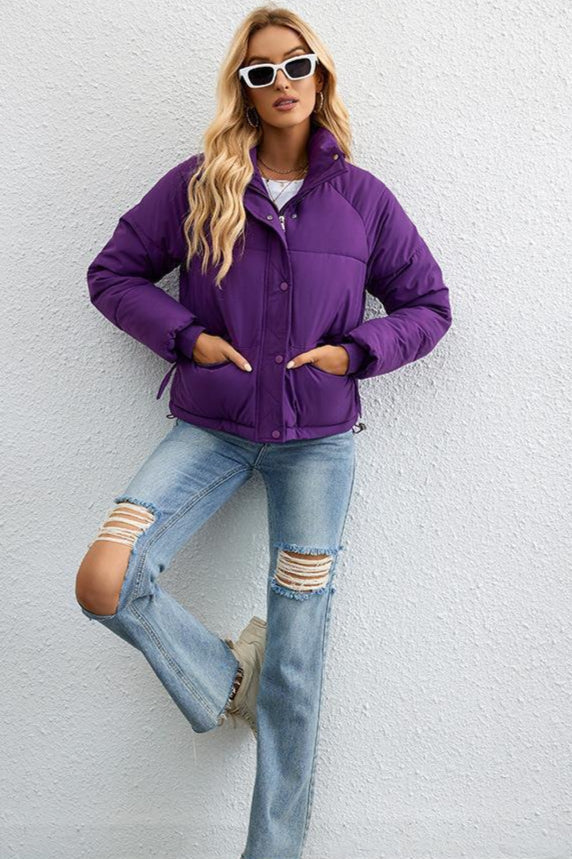 Short Stand Collar Puffer Coat - Image 16