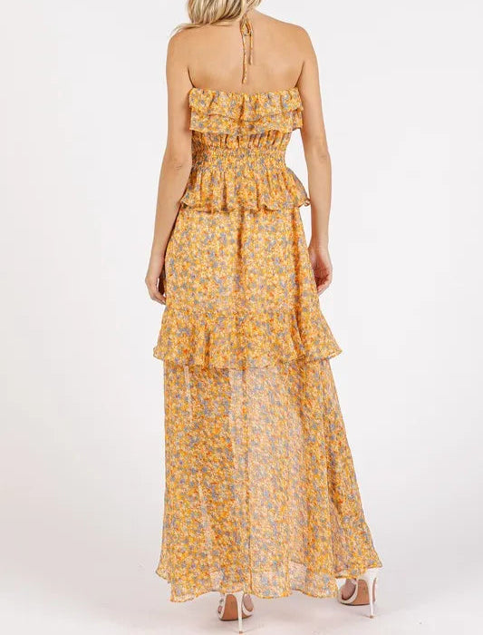 Smocked Floral Halter Neck Maxi Dress - Image 2