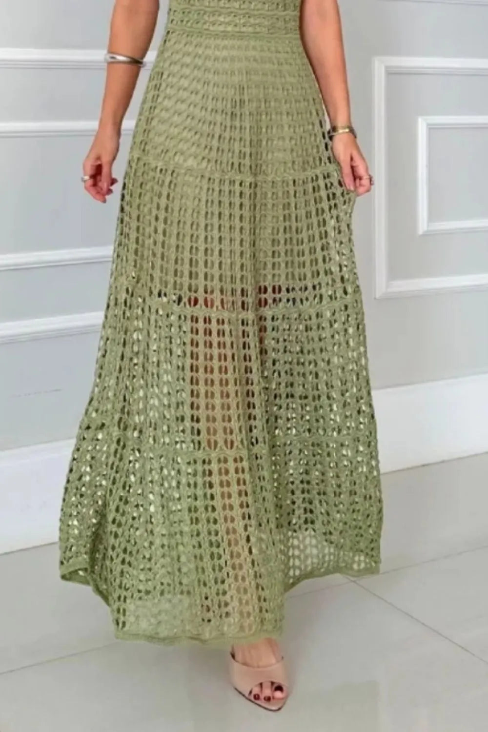 Hollow-Out Sleeveless Maxi Dress - Image 2