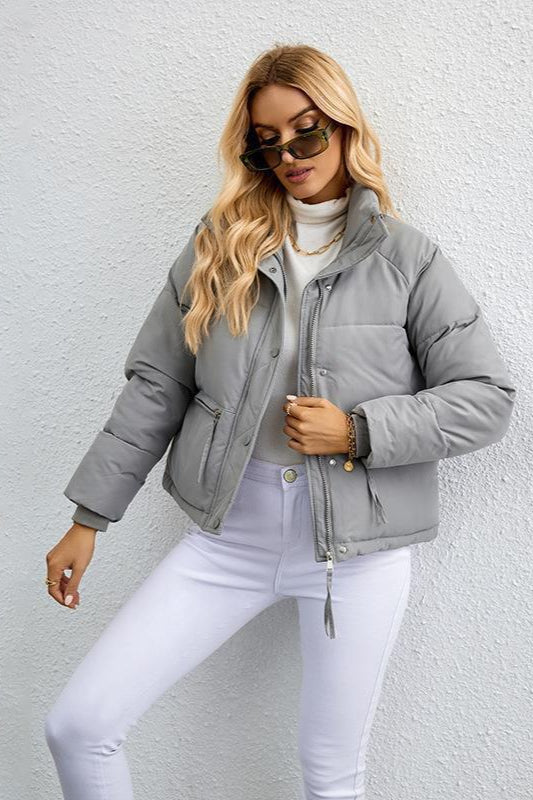 Short Stand Collar Puffer Coat - Image 10