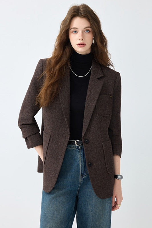 Maillard Brown Wool Blazer - Image 3