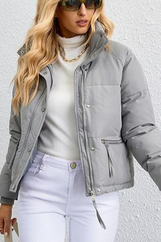 Short Stand Collar Puffer Coat - Image 11