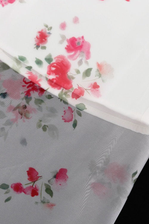 Elegant Floral See Through Split Skirt - Image 5