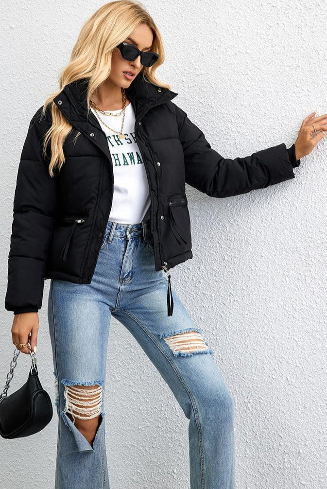 Short Stand Collar Puffer Coat - Image 20