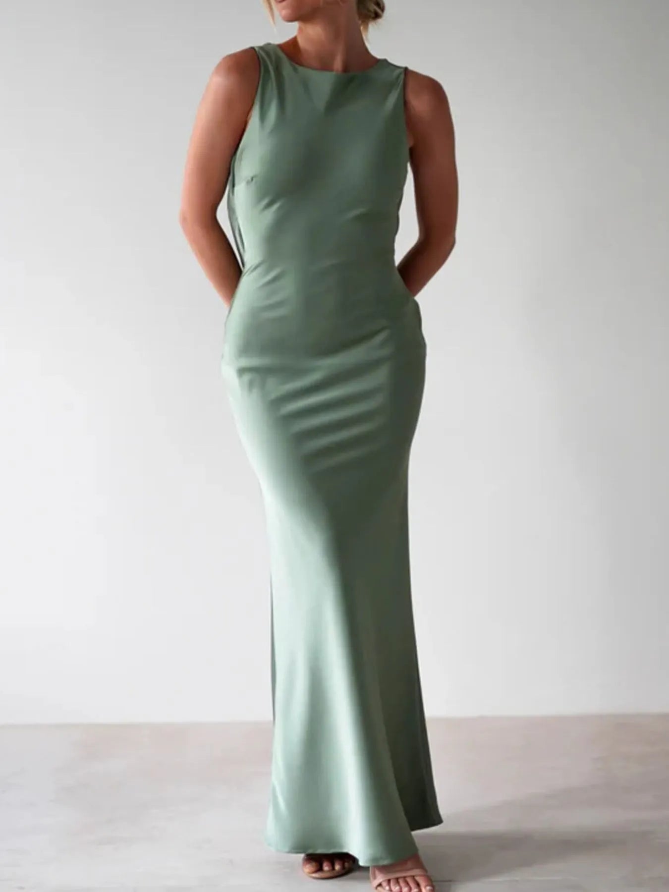 Satin Sleeveless Maxi Dress - Image 10