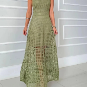 Hollow-Out Sleeveless Maxi Dress