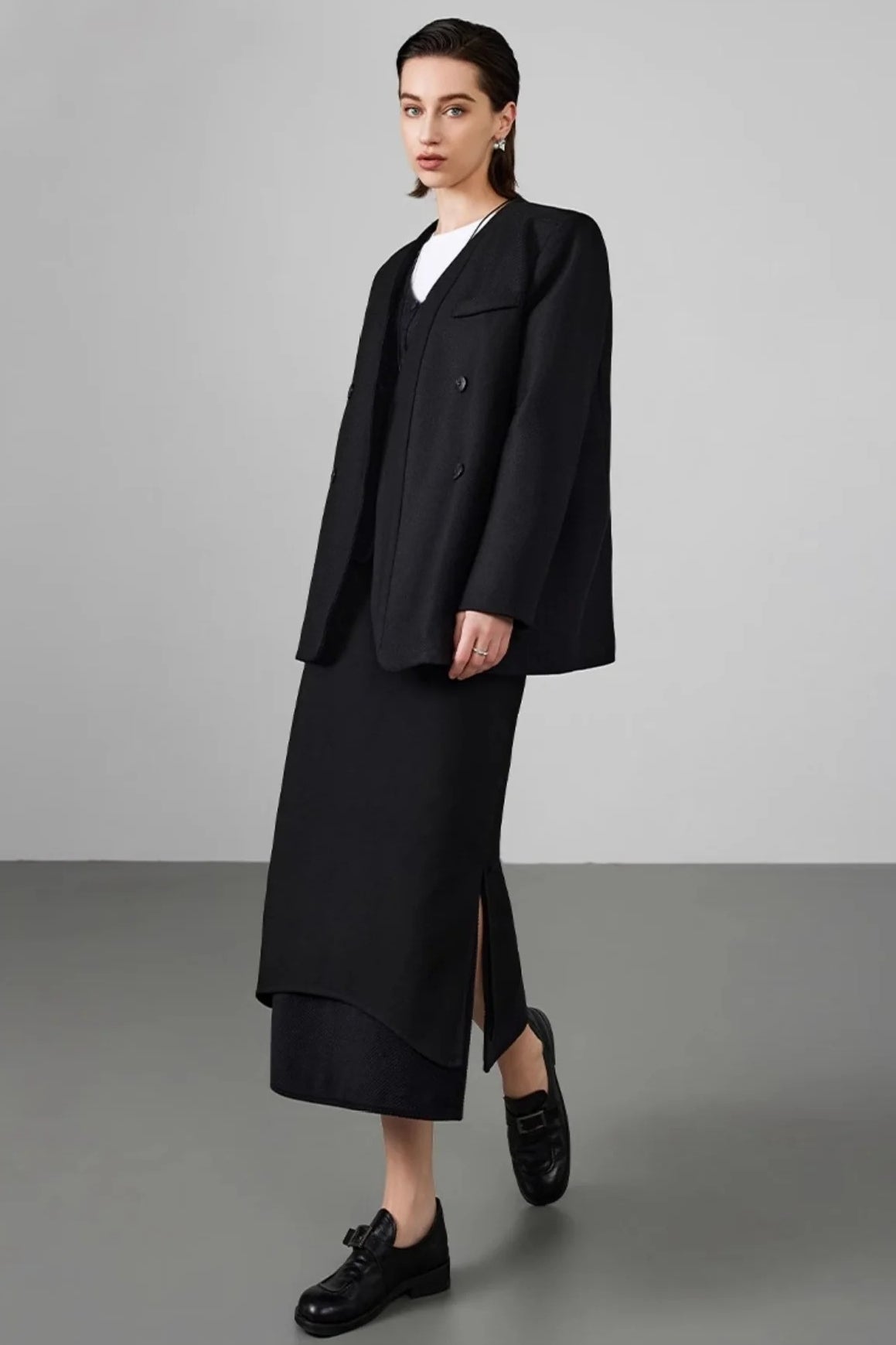 Double Breasted Wool Blend Blazer - Image 4