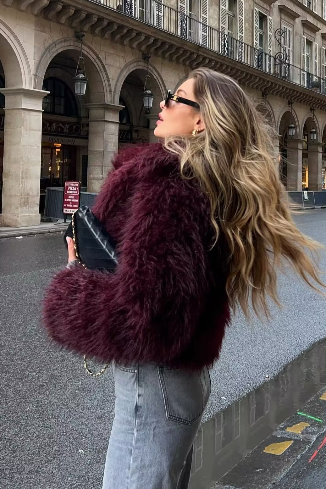 Thickened Plush Collar Solid Warm Short Coat - Image 4