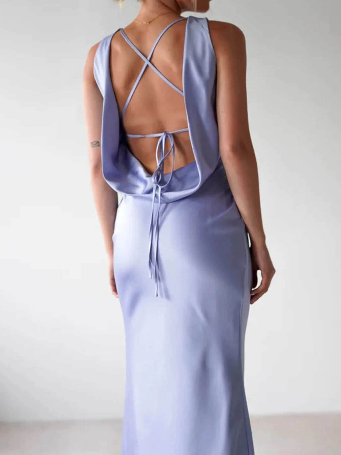 Satin Sleeveless Maxi Dress - Image 7