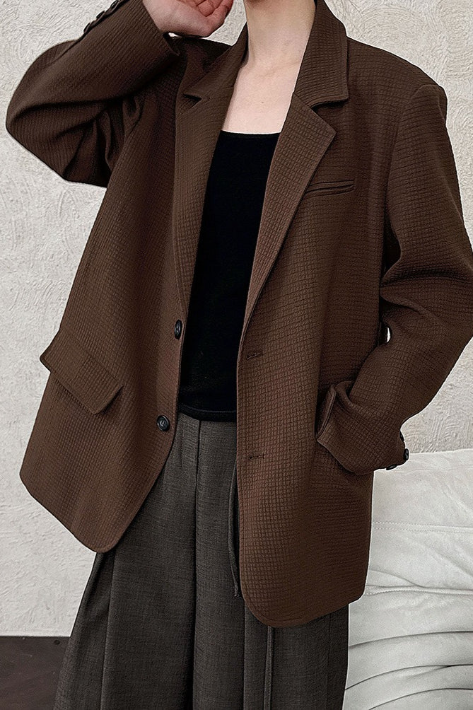 Waffle Textured Oversized Blazer - Image 4