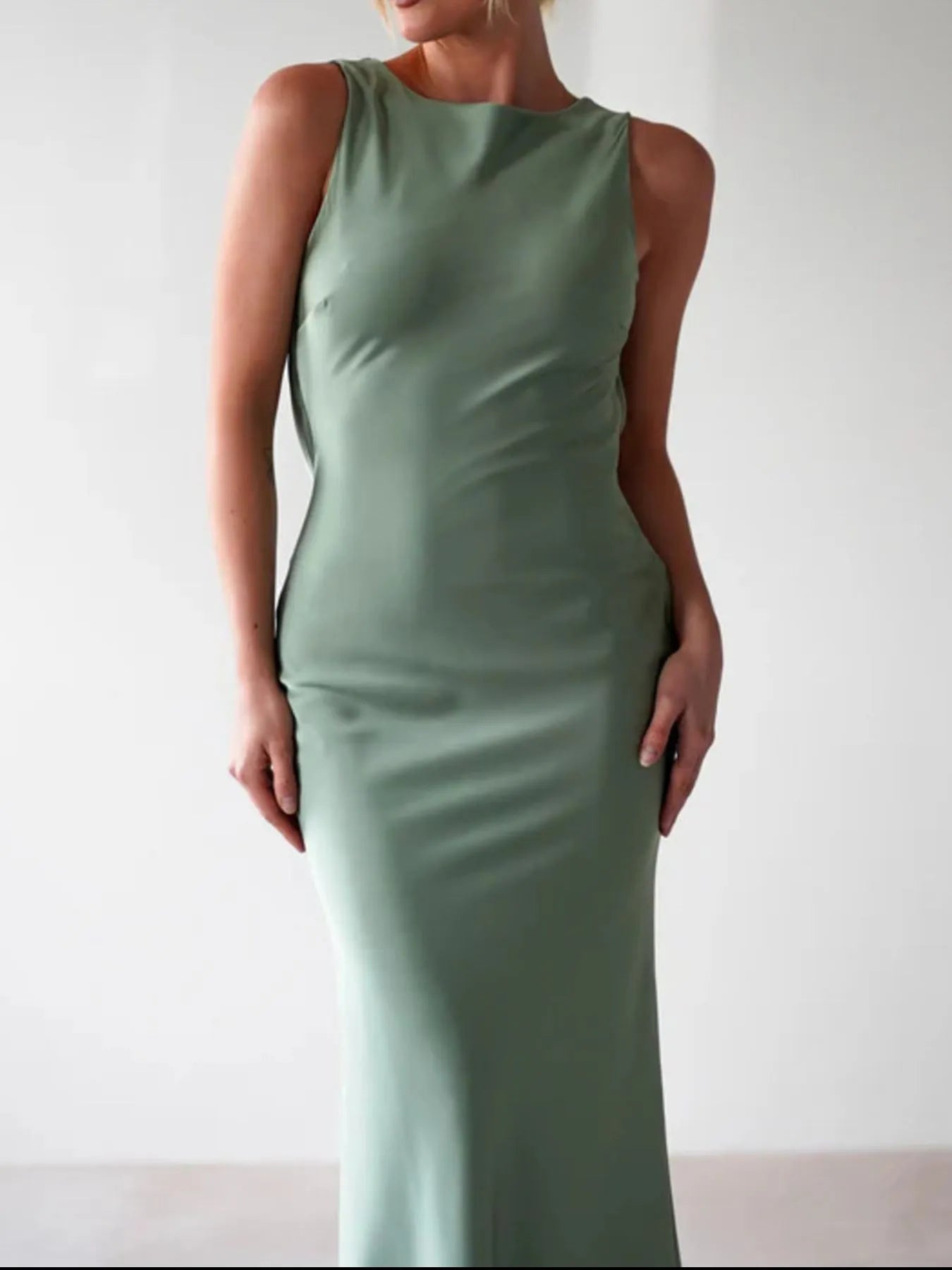 Satin Sleeveless Maxi Dress - Image 8