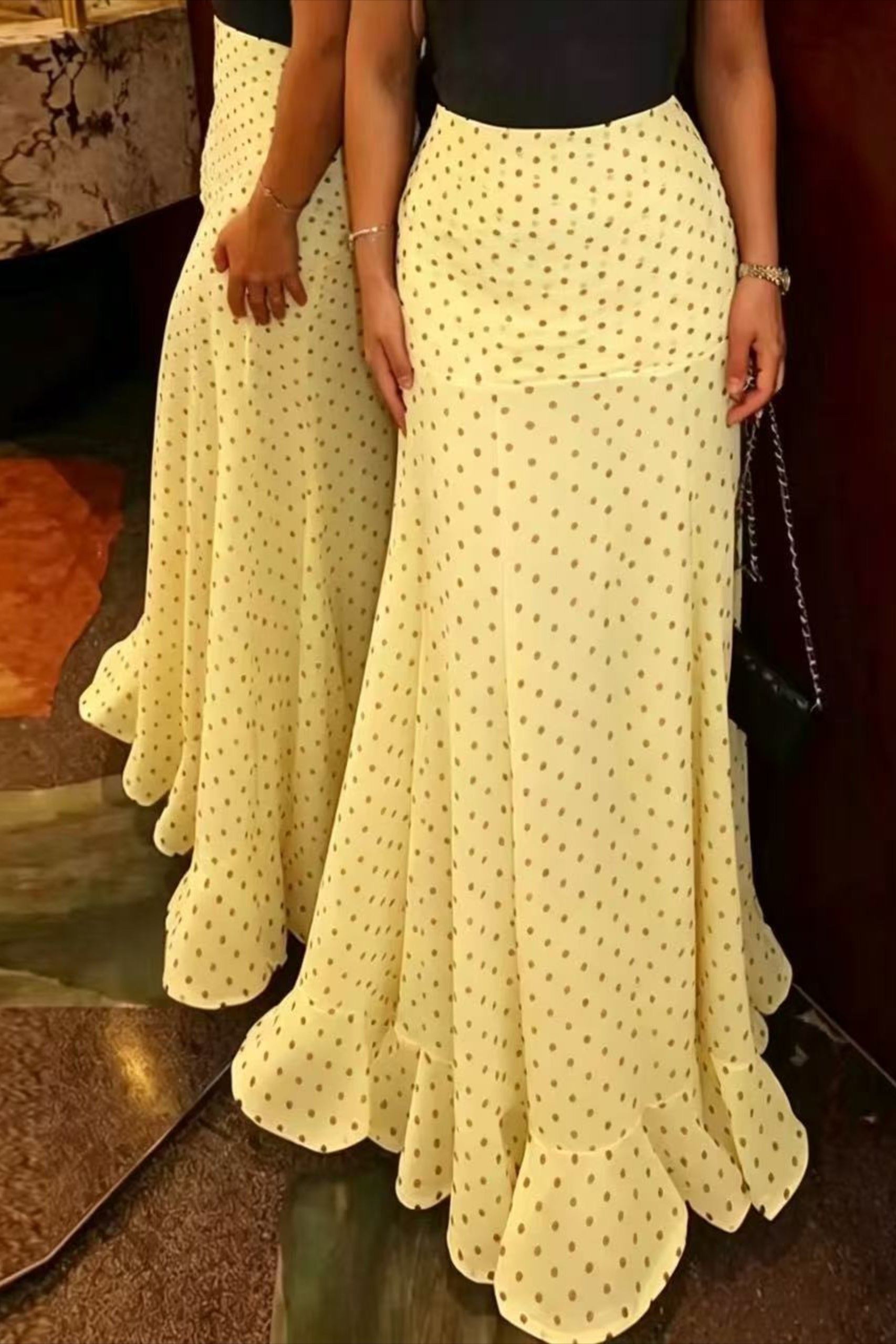 High Waist Polka Dot Hip Long Skirt - Image 4