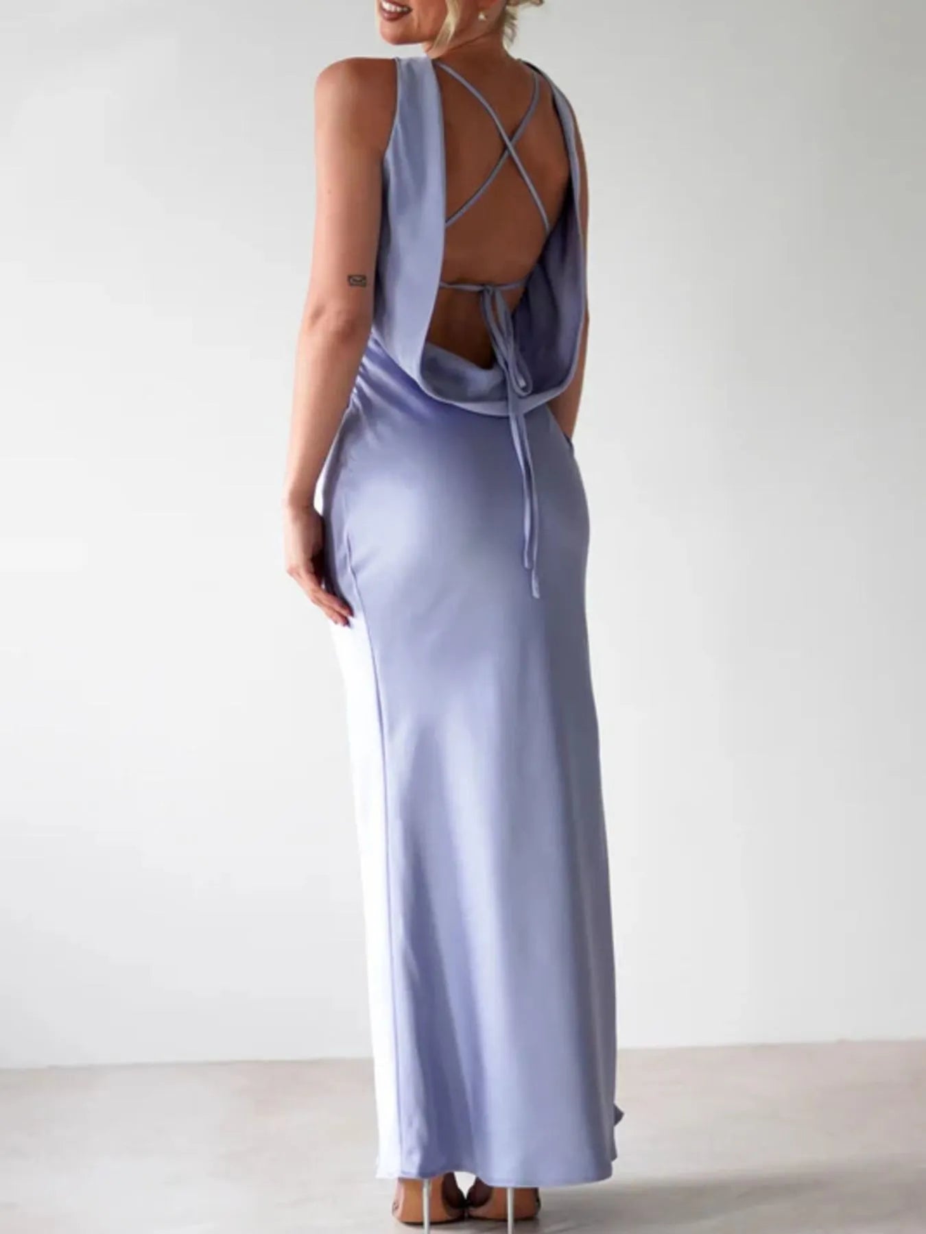 Satin Sleeveless Maxi Dress - Image 6