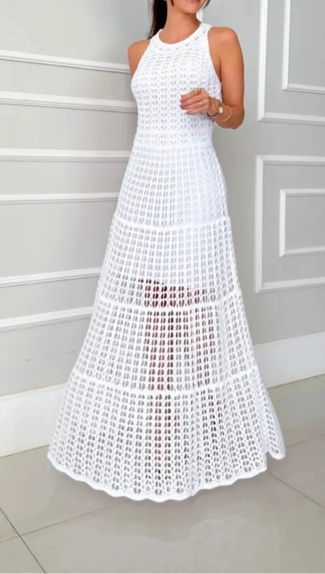 Hollow-Out Sleeveless Maxi Dress - Image 8