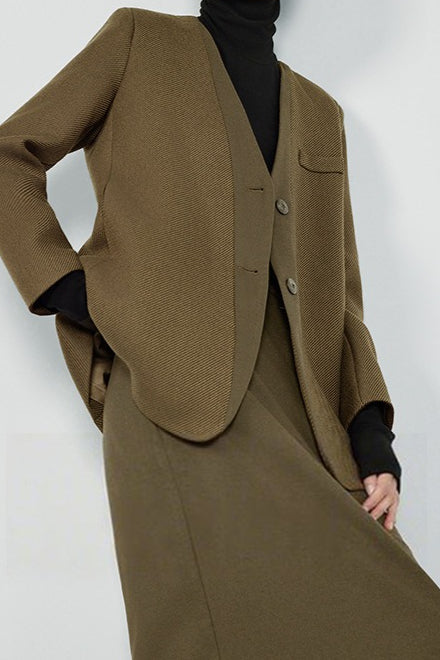 V Neck Single Breasted Blazer - Image 3
