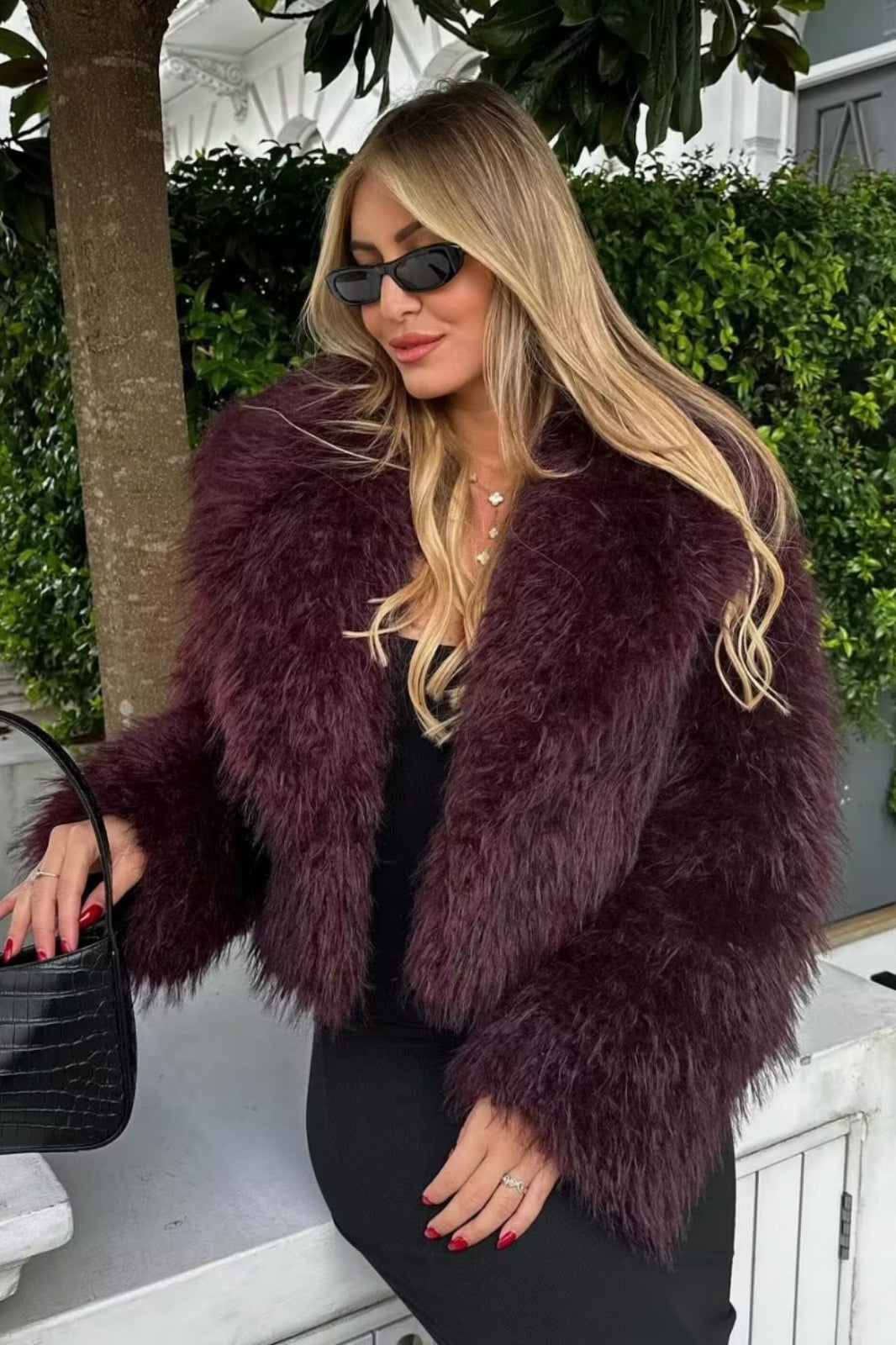 Thickened Plush Collar Solid Warm Short Coat - Image 2