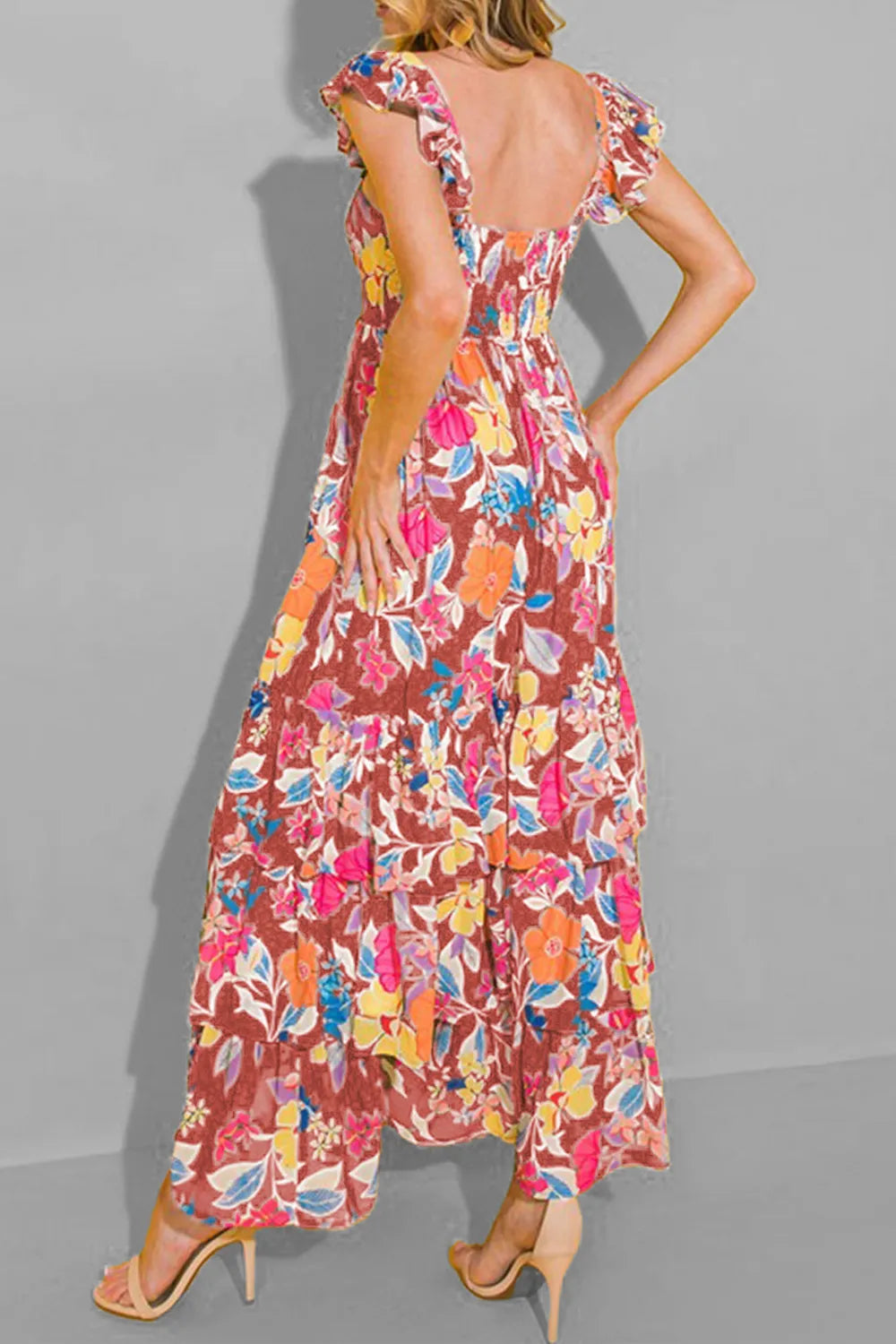 Tiered Ruffle Print Sleeveless Dress - Image 6