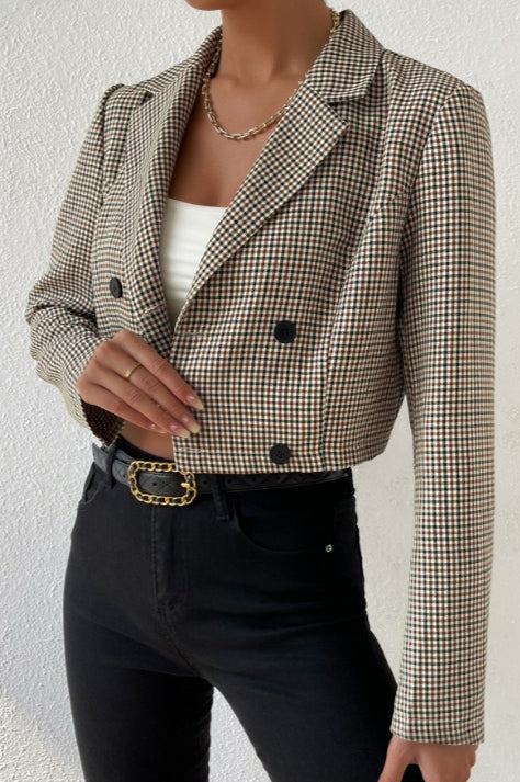 Houndstooth Cropped Blazer - Image 5