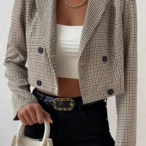 Houndstooth Cropped Blazer
