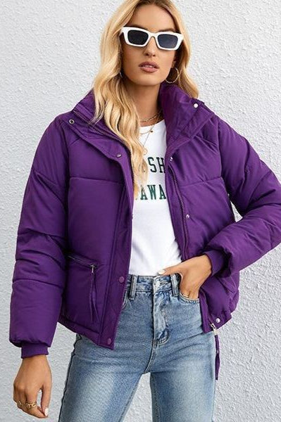Short Stand Collar Puffer Coat - Image 15