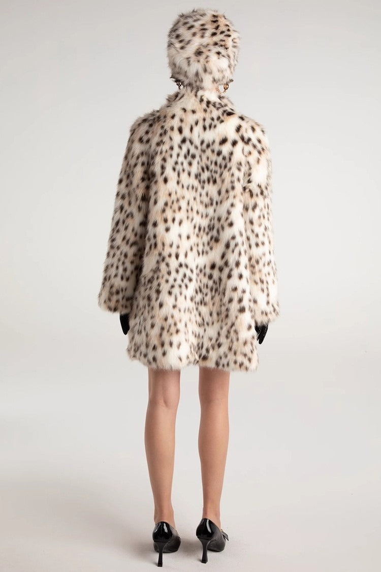 Leopard Print Faux Fur Trench Coat - Image 3