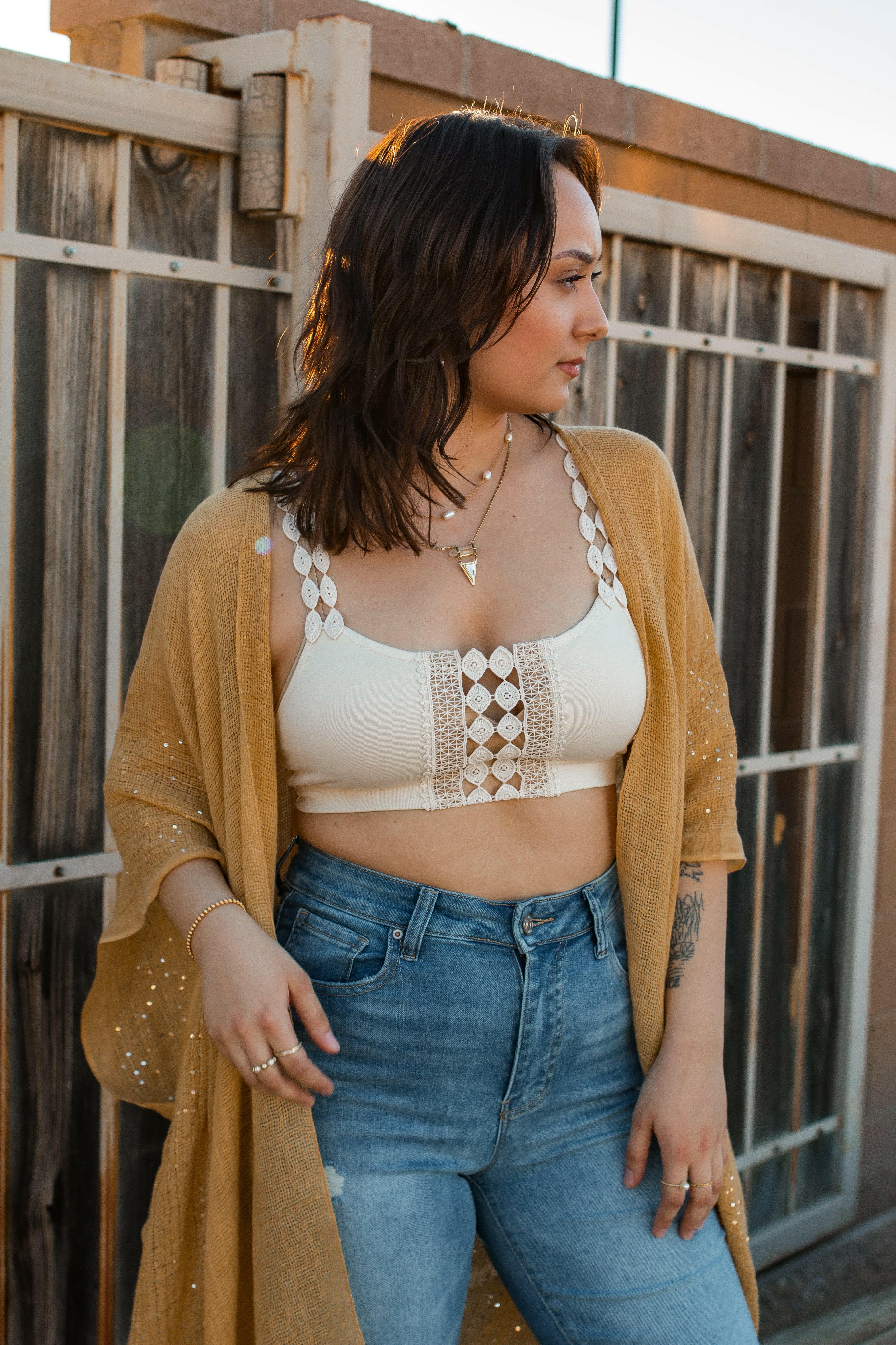 Sequin Border Frayed Trim Kimono - Image 11
